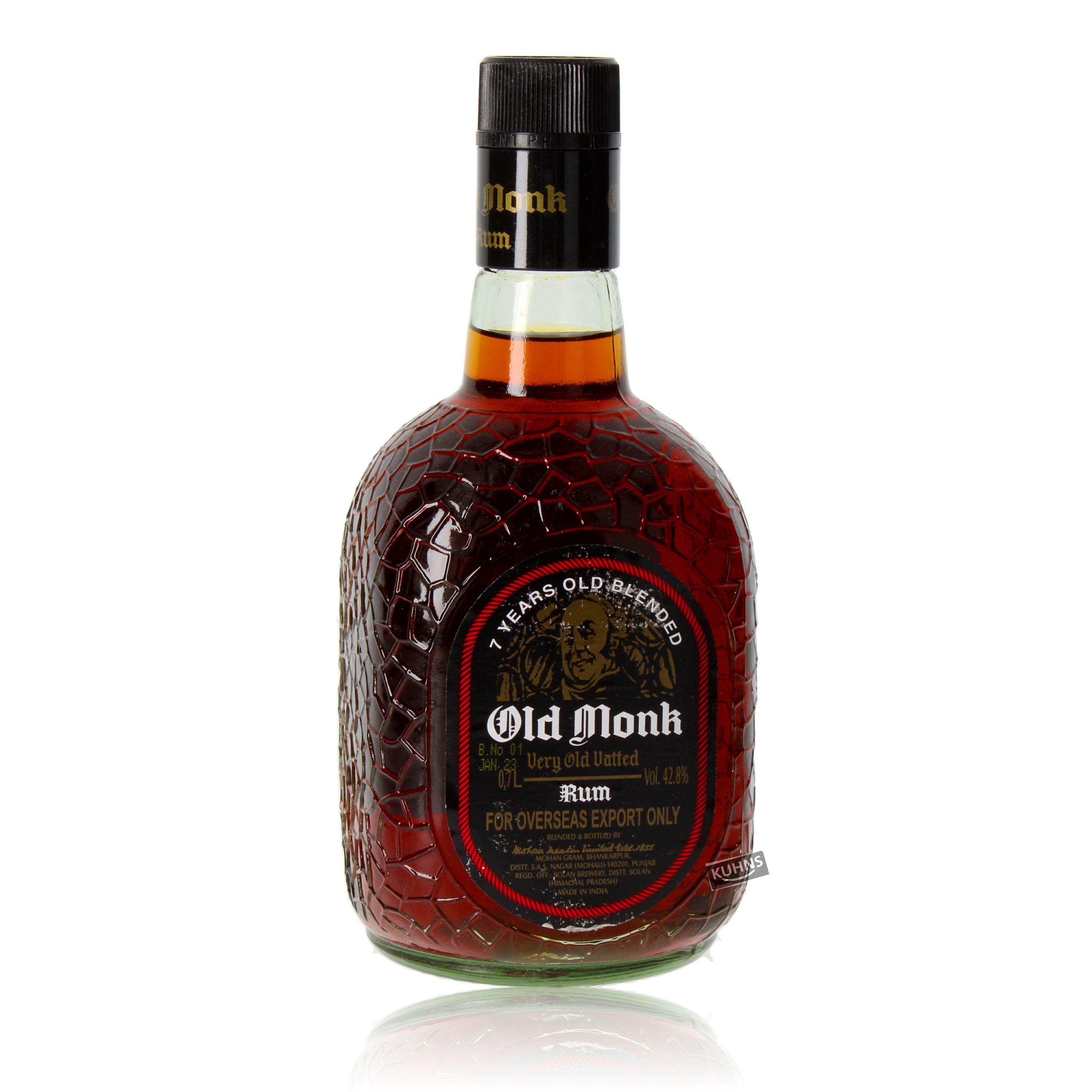 Ron Old Monk de 7 años, 0,7 l, 42,8 % vol., Ron India