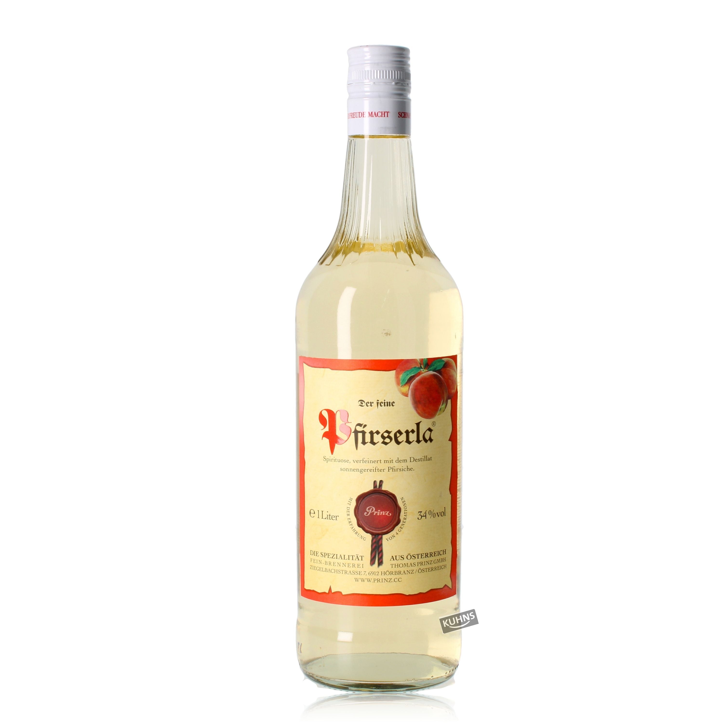 Prinz Pfirserla 1,0l, alcohol 34% vol.