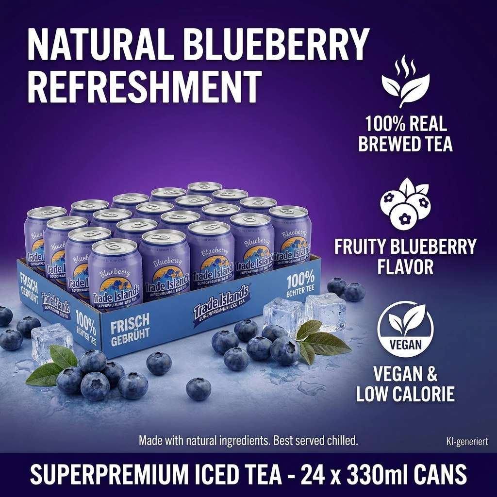 Trade Islands Iced Tea Blueberry 24x0,33l Dose Steige