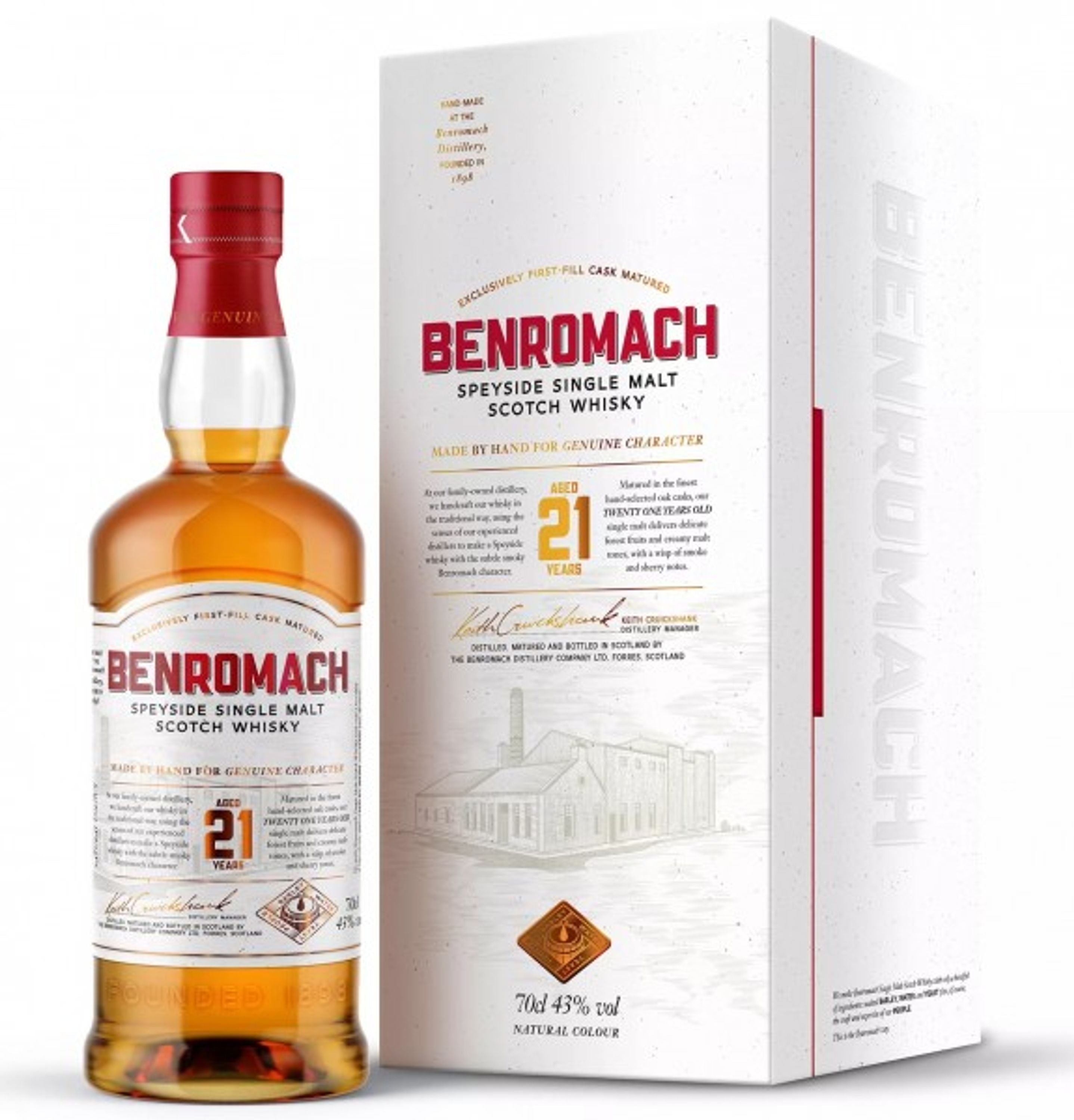 Benromach 21 años 0,7l, alc. 43% vol.