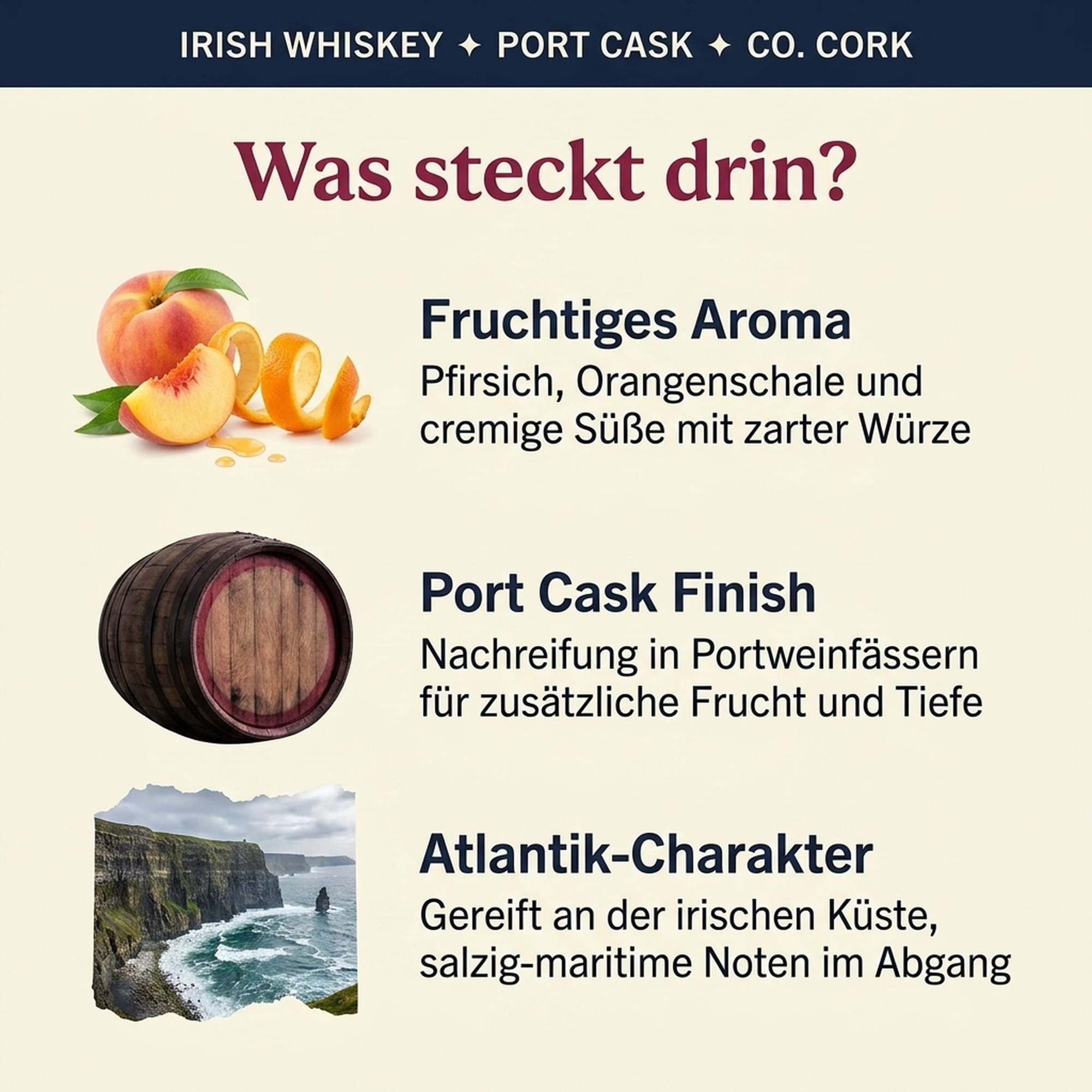Clonakilty Port Cask Irish Whiskey 0.7l, alc. 43.6% vol.