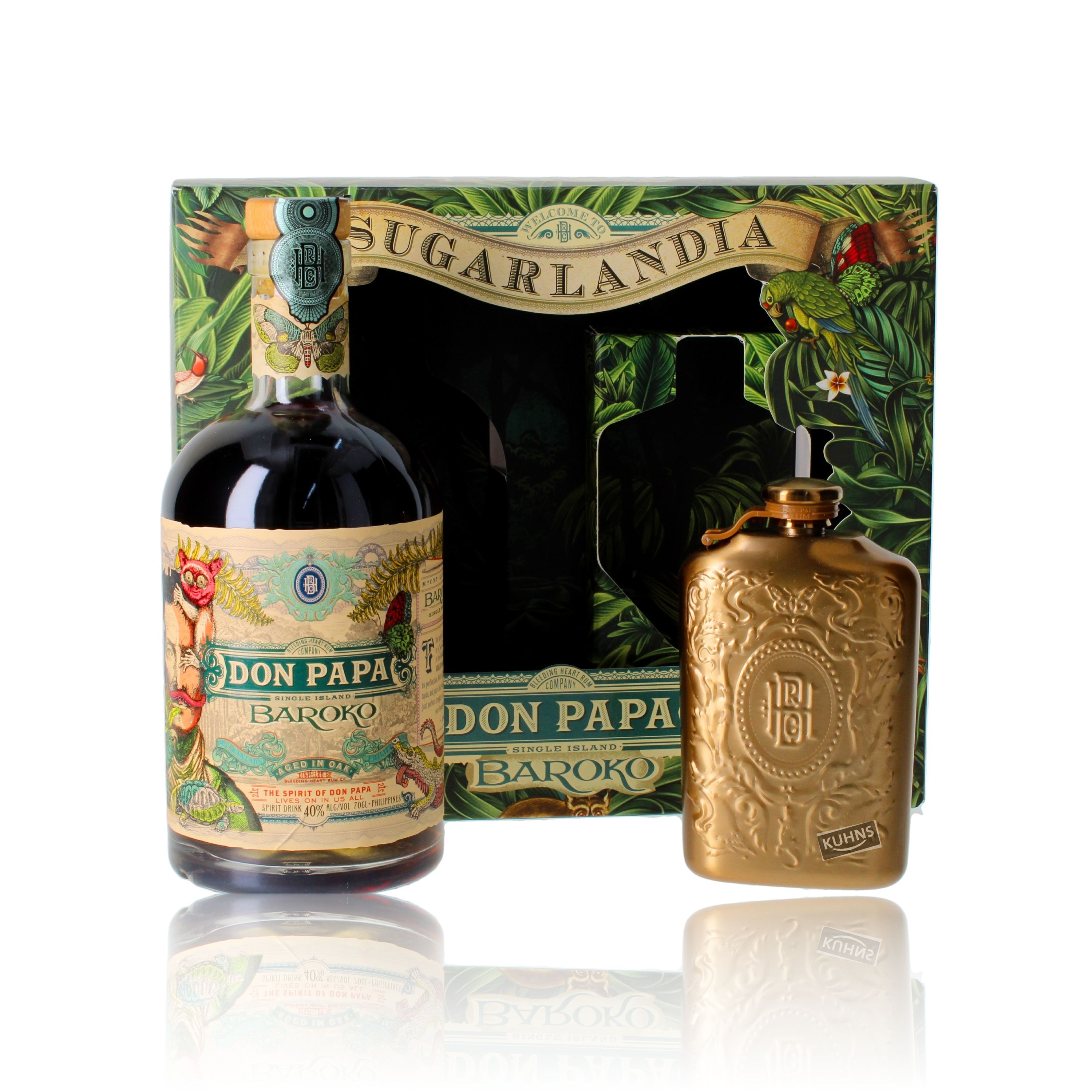 Set Ron Don Papa Baroko con petaca 0,7l, alc. 40% vol.