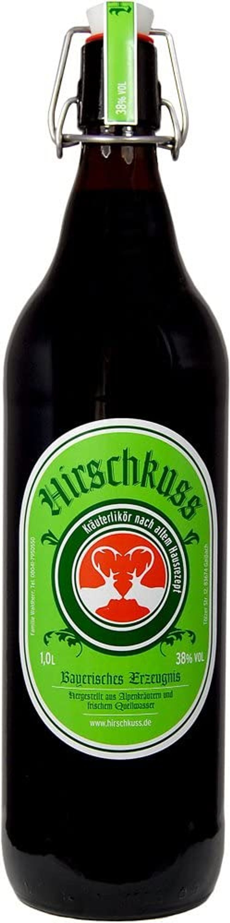 Licor de hierbas Hirschkuss 1,0 l, 38 % de alcohol por volumen