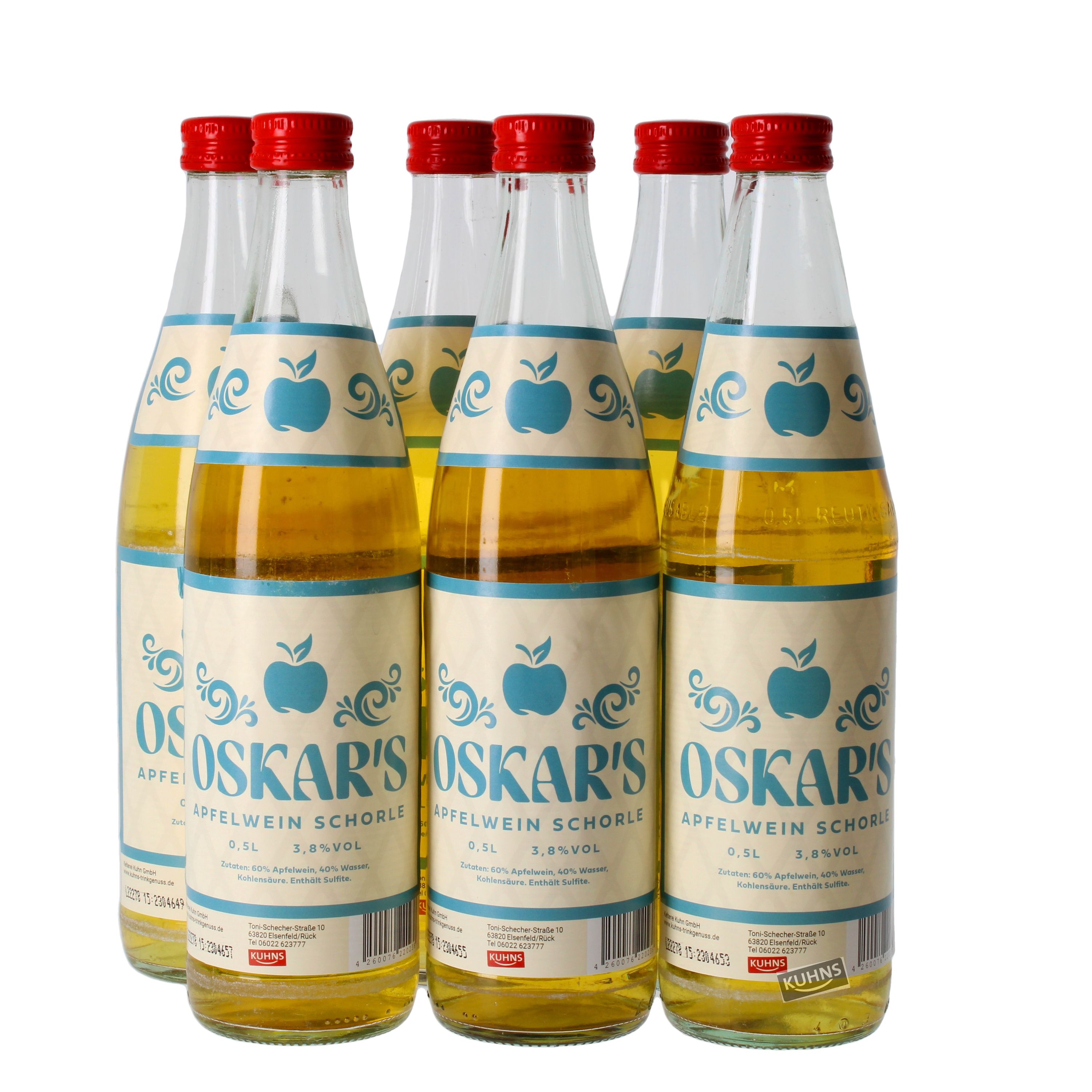 OSKAR'S Spritzer de vino de manzana 6x0,5l, 3,8% alc./vol.