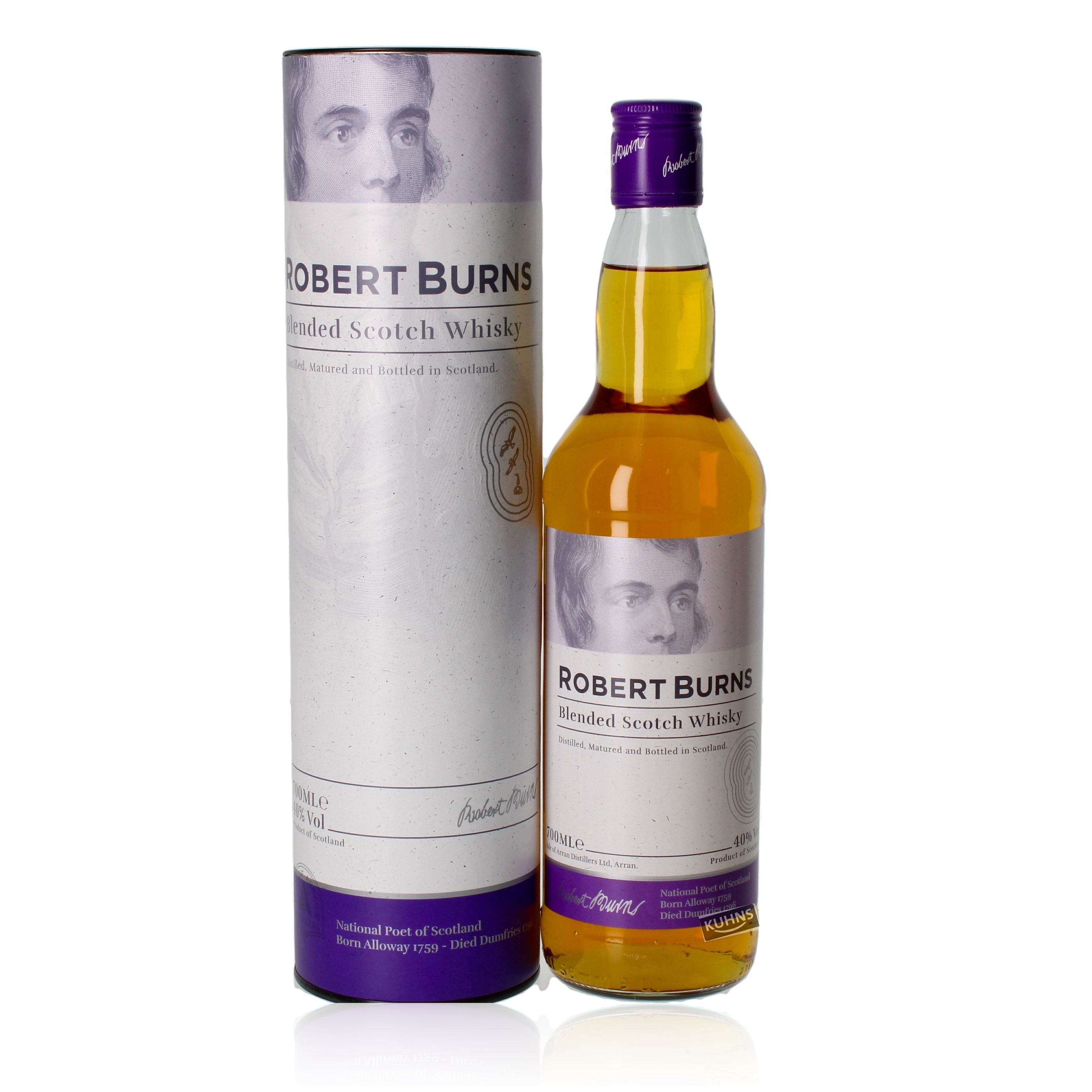 Whisky escocés mezclado Robert Burns 0,7 l, 40 % de alcohol por volumen
