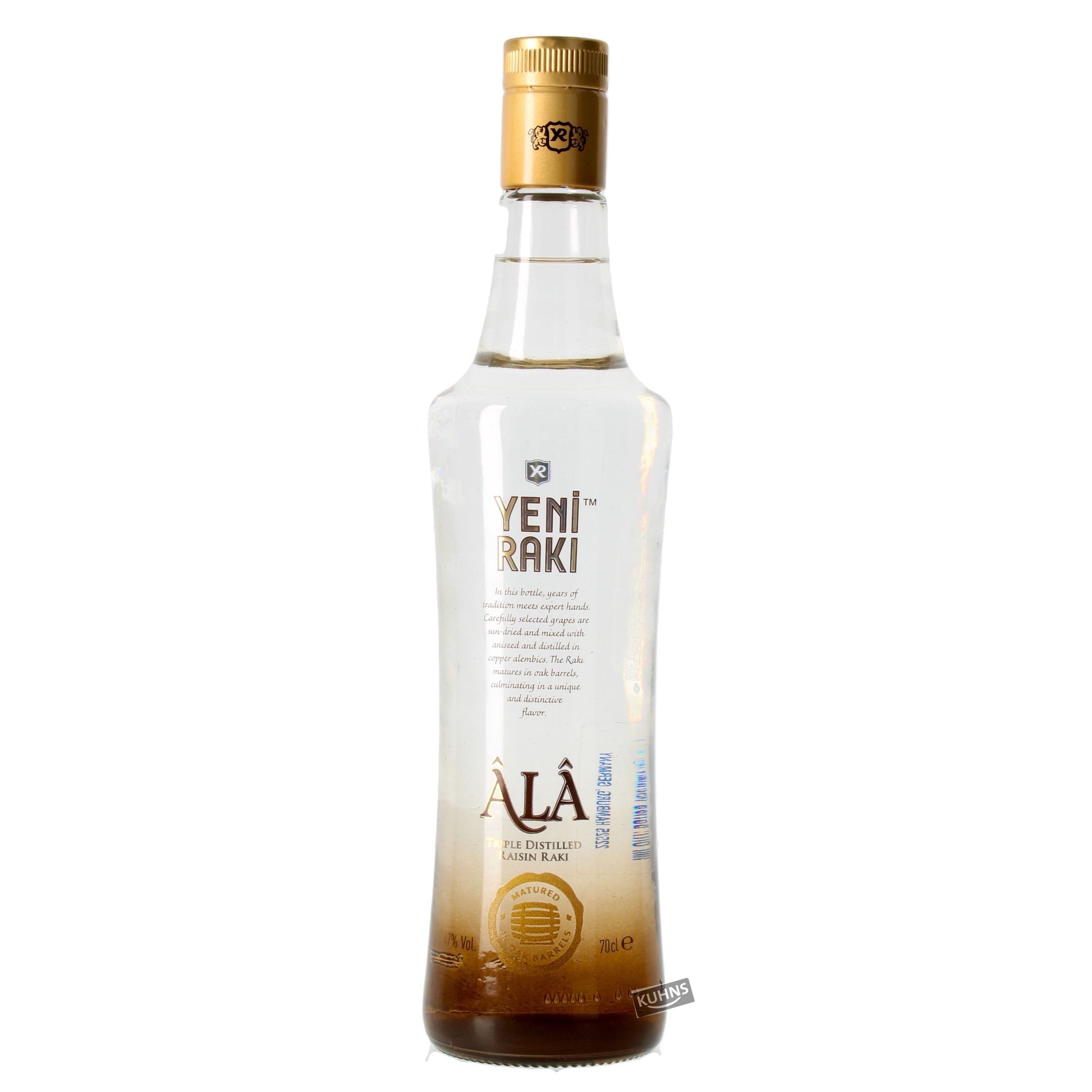 Yeni Raki Âlâ 0,7l, alc. 47% vol., aguardiente turco