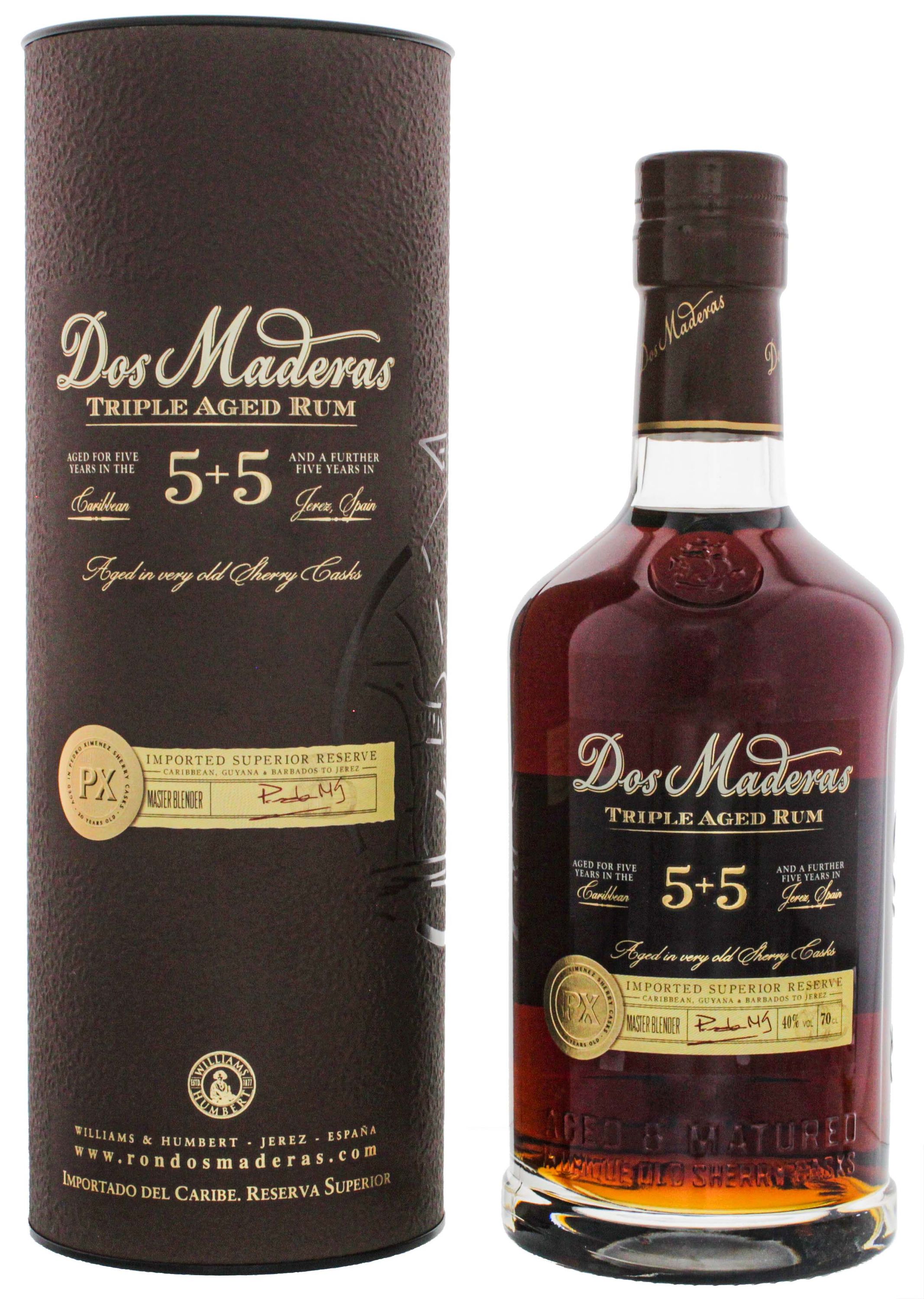 Ron triple añejo Dos Maderas PX 5+5 0,7 l, 40 % de alcohol por volumen