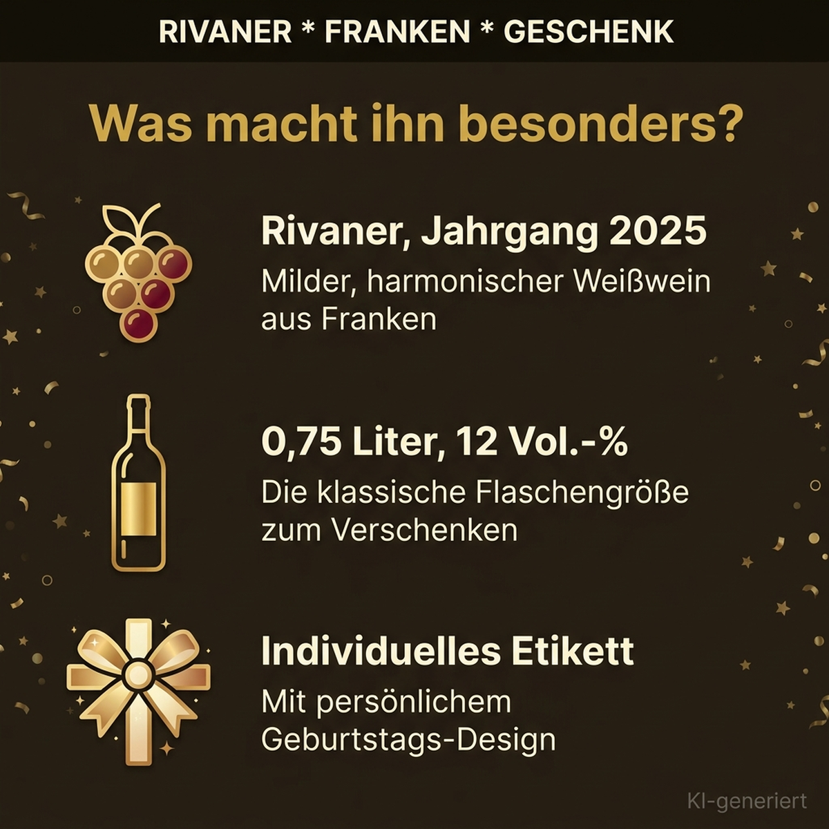 Geburtstagswein 60 Jahre Rivaner Franken - Zutaten und Eigenschaften Uebersicht